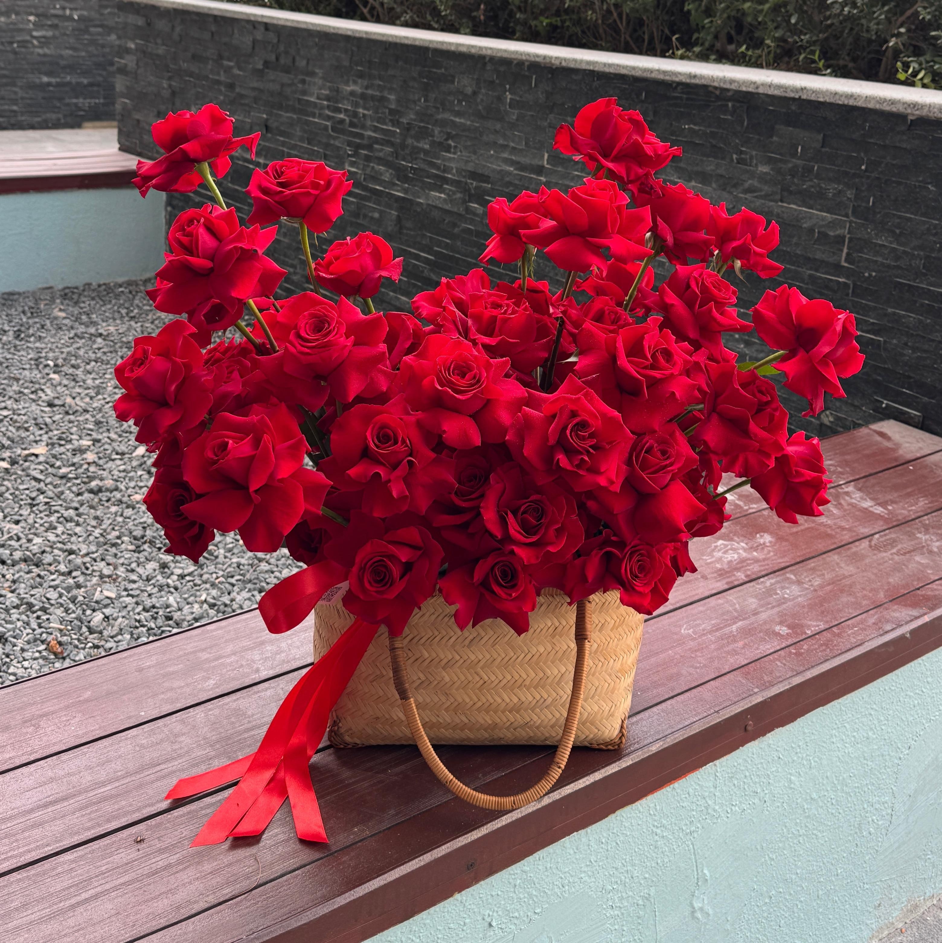 Luxe Scarlet Bloom Tote
