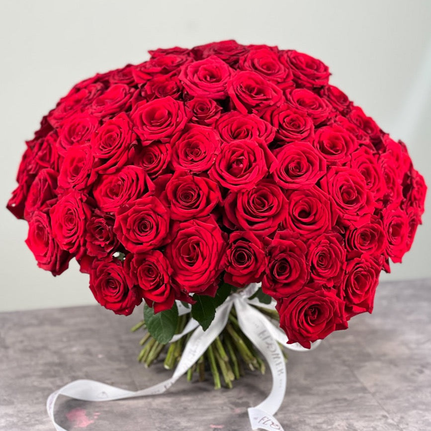 Red Roses with Ribbon