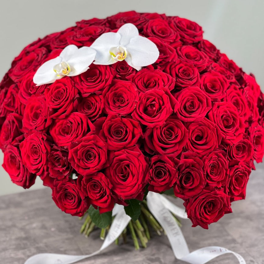 Red Roses with Ribbon