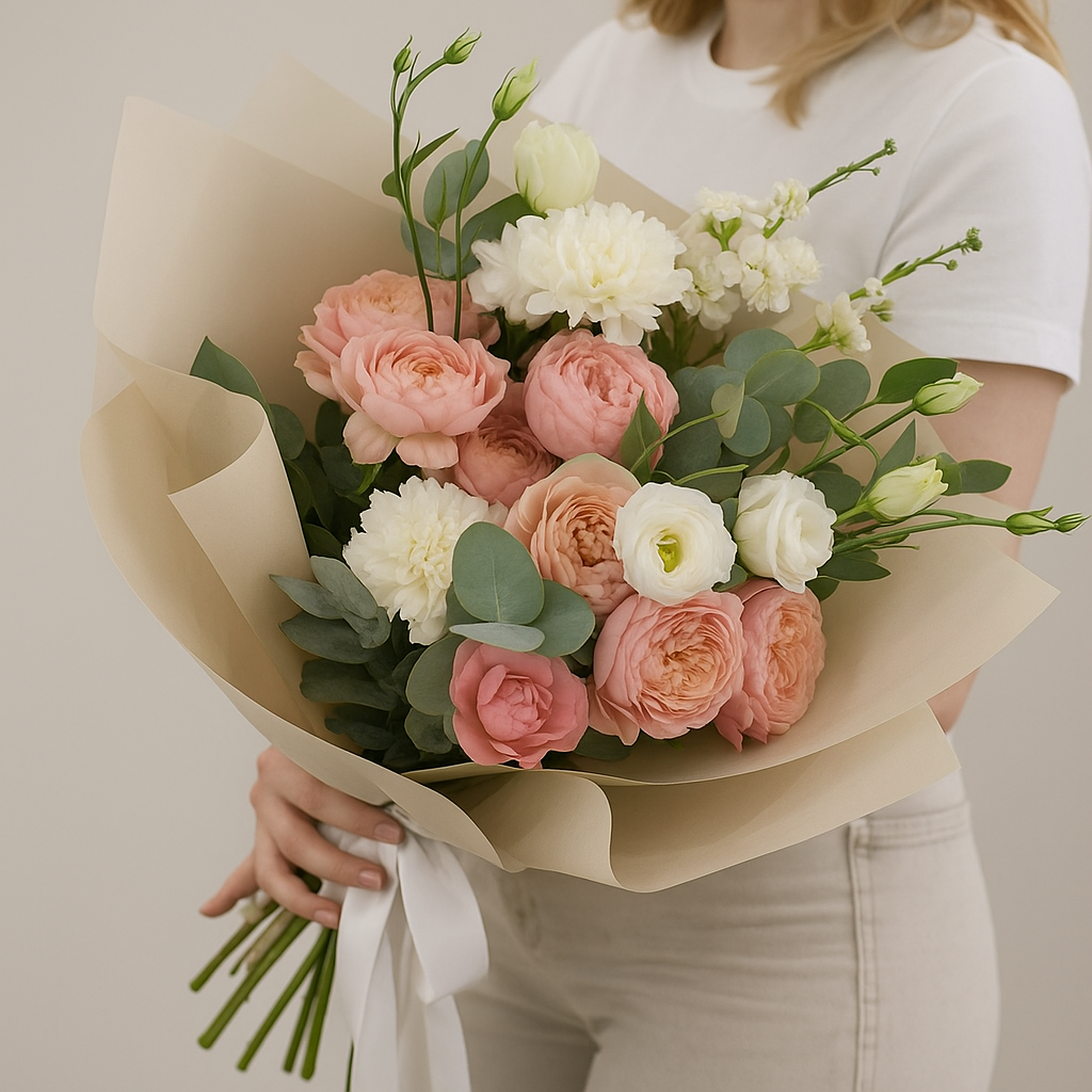 Букет роз и диантуса «Барбара»