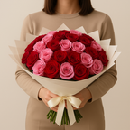 65 Red and Pink Roses Bouquet