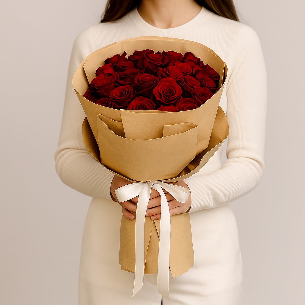 Red Roses In Kraft
