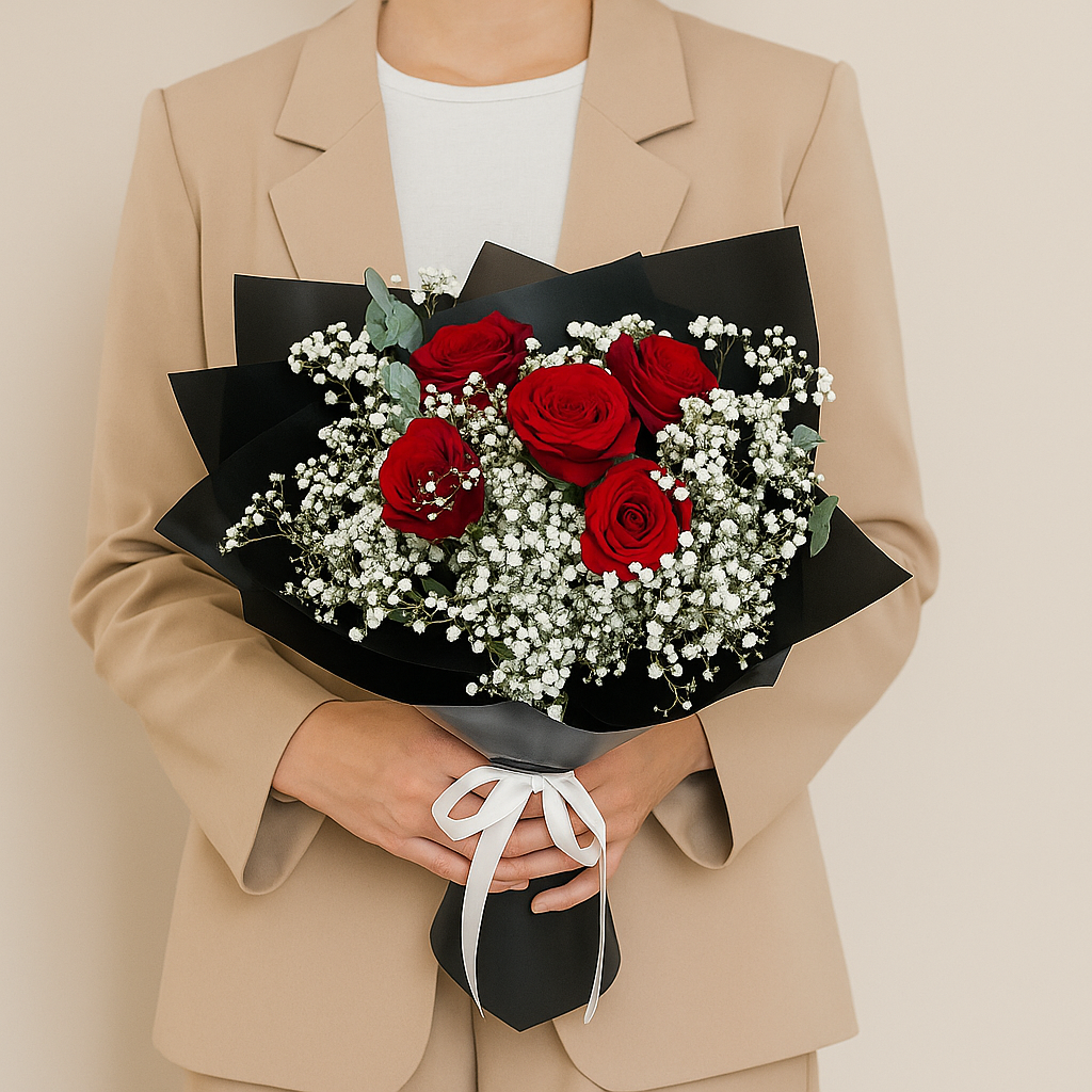 Simple Rose and Gypso Bouquet