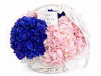 Hydrangea Pink and Purple in White Basket