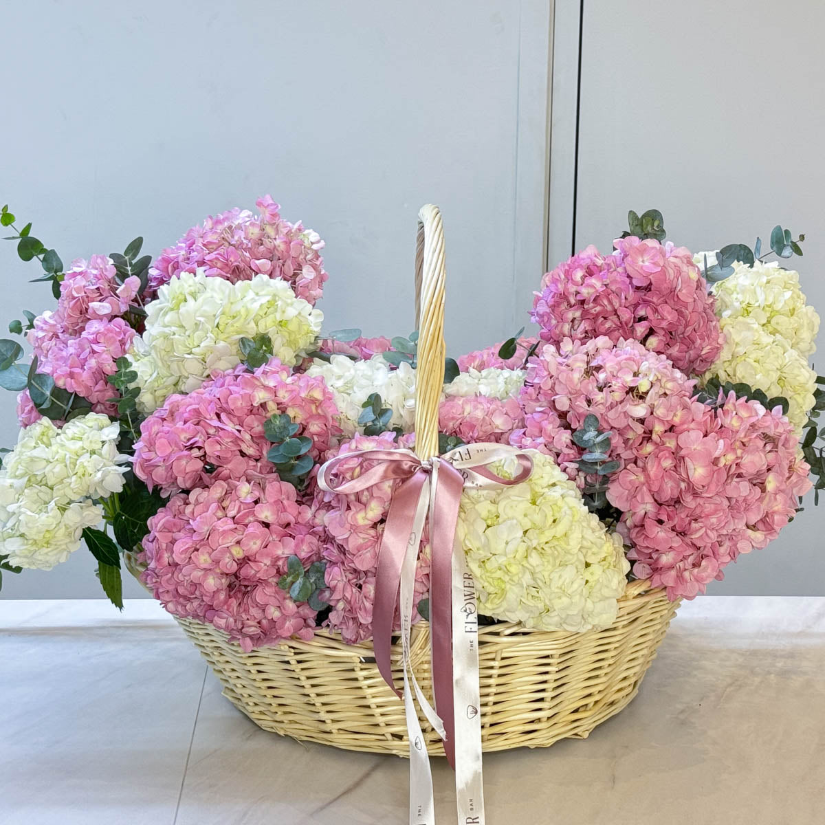 Basket with Hydrangeas