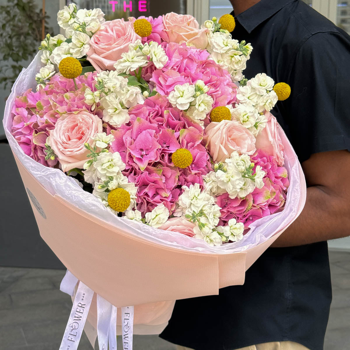 Round Big Pink and White Bouquet