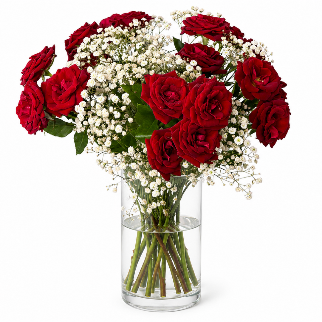 SPRAY ROSES & GYPSO